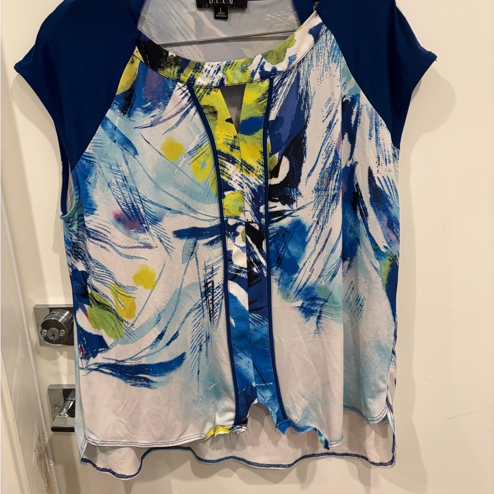Blue and White Women's Top